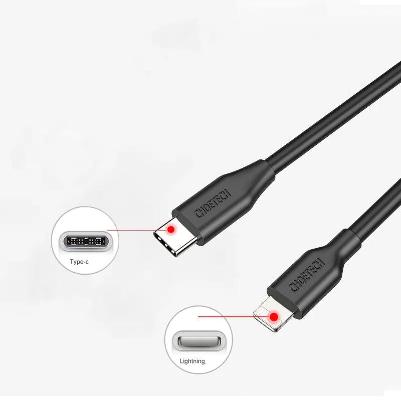 CHOETECH 2m Lightning/USB-C Fast Charge Cable